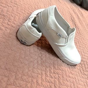 White slip on vans 8.5 womens